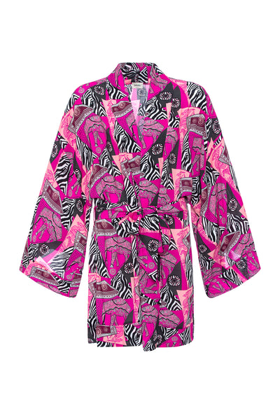 Pink Zebra Kısa Kimono