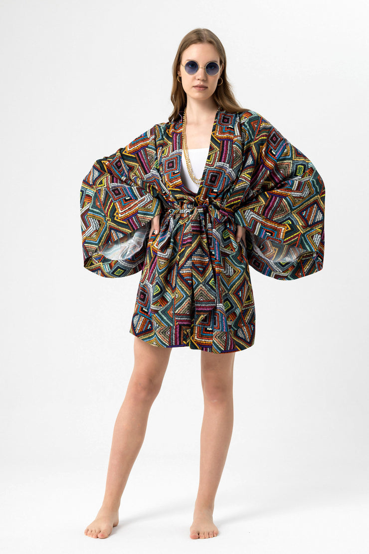 Zigzag Kısa Kimono