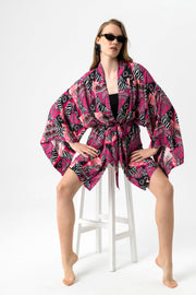 Pink Zebra Kısa Kimono