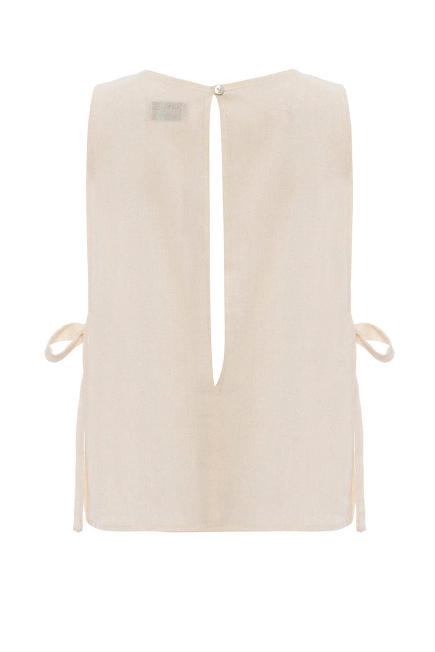 Beige Linen Kolsuz Crop