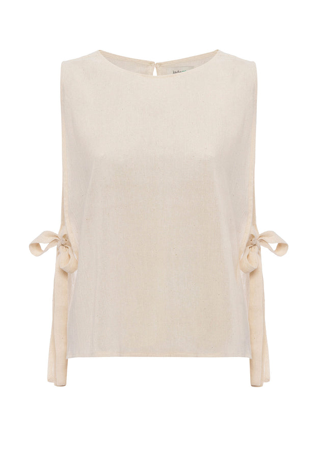 Beige Linen Kolsuz Crop