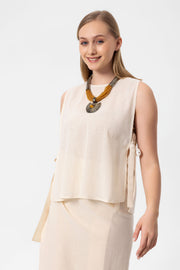 Beige Linen Kolsuz Crop