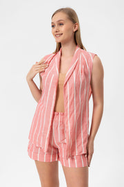 Pink-White Stripes Yelek Crop