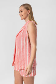 Pink-White Stripes Yelek Crop