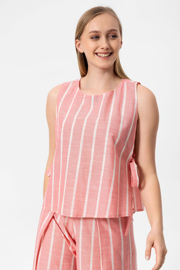 Pink-White Stripes Kolsuz Crop