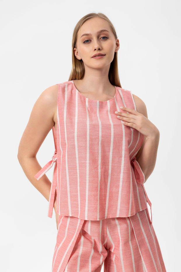 Pink-White Stripes Kolsuz Crop