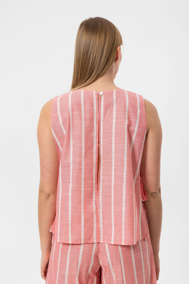 Pink-White Stripes Kolsuz Crop