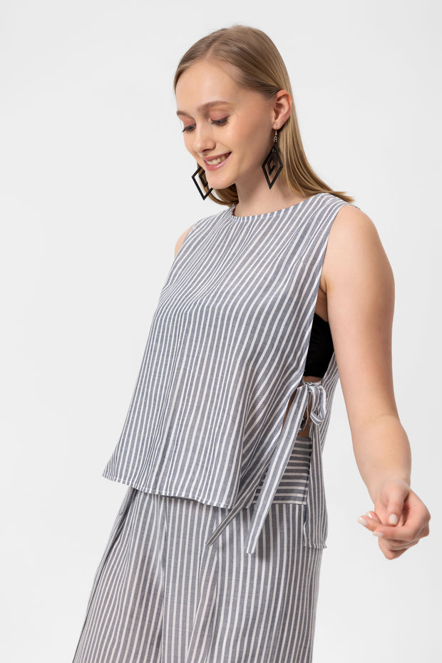 Gray Stripes Kolsuz Crop