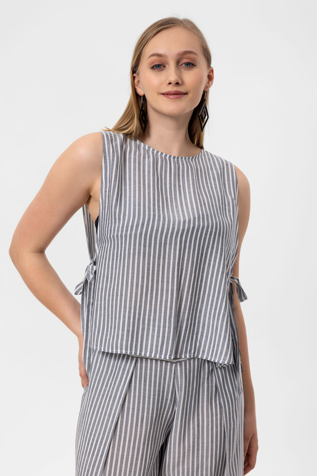 Gray Stripes Kolsuz Crop