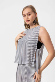 Gray Stripes Kolsuz Crop