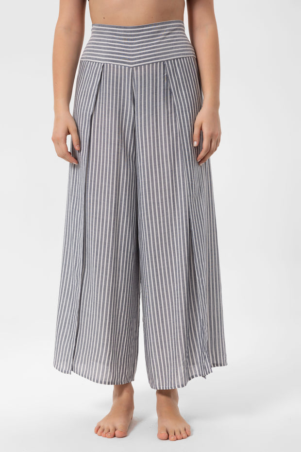 Gray Stripes Yırtmaçlı Pantalon