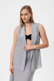 Gray Stripes Yelek Crop