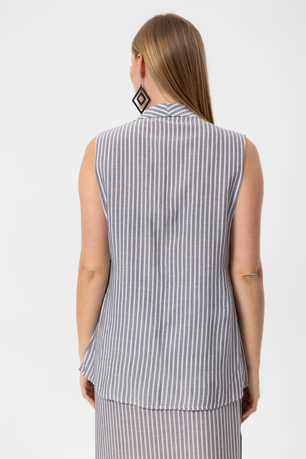 Gray Stripes Yelek Crop