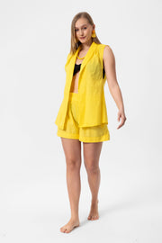 Yellow Linen Yelek Crop