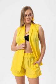 Yellow Linen Yelek Crop