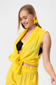 Yellow Linen Yelek Crop