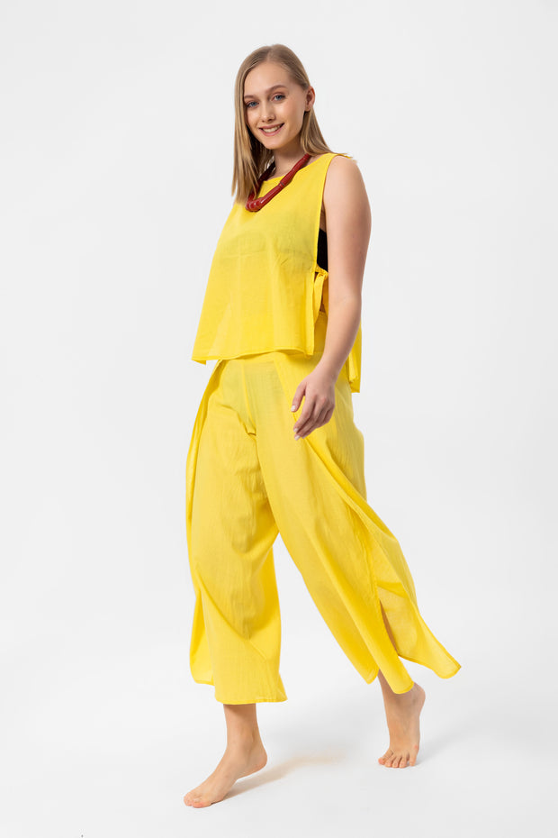 Yellow Linen Kolsuz Crop