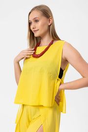 Yellow Linen Kolsuz Crop