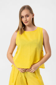 Yellow Linen Kolsuz Crop