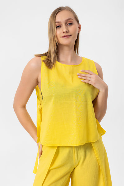 Yellow Linen Kolsuz Crop