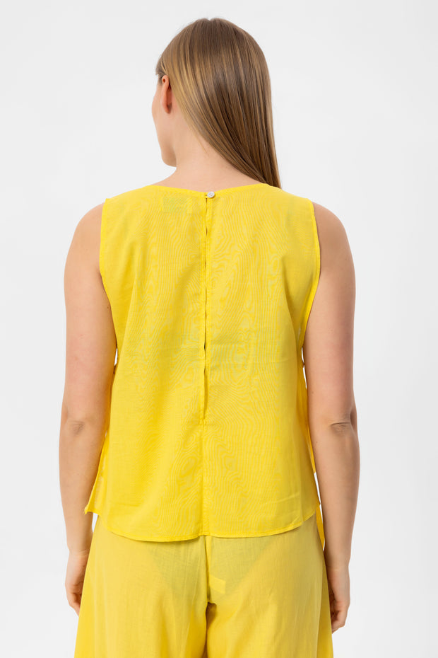 Yellow Linen Kolsuz Crop