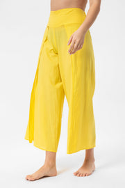 Yellow Linen Yırtmaçlı Pantalon