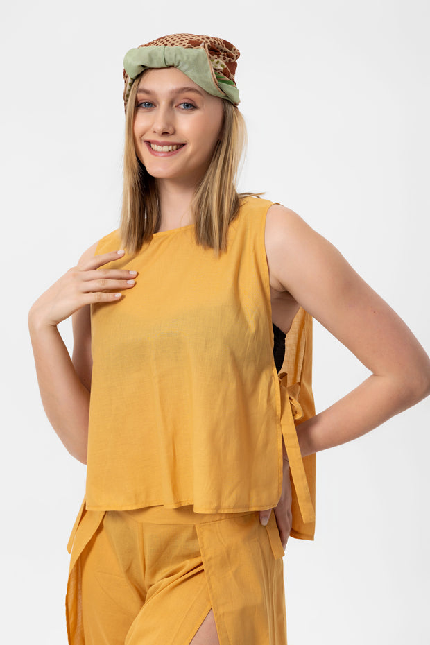 Camel Linen Kolsuz Crop