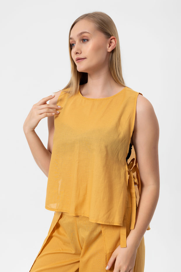 Camel Linen Kolsuz Crop