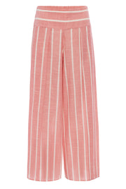 Pink-White Stripes Yırtmaçlı Pantalon